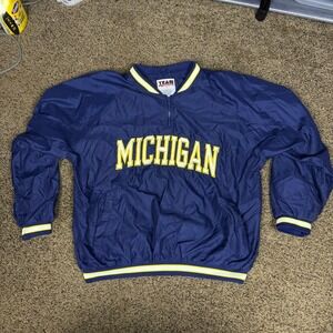 Vtg MICHIGAN Pullover Jacket Size XL‎ by Team Edition Apparel Navy Blue Yellow